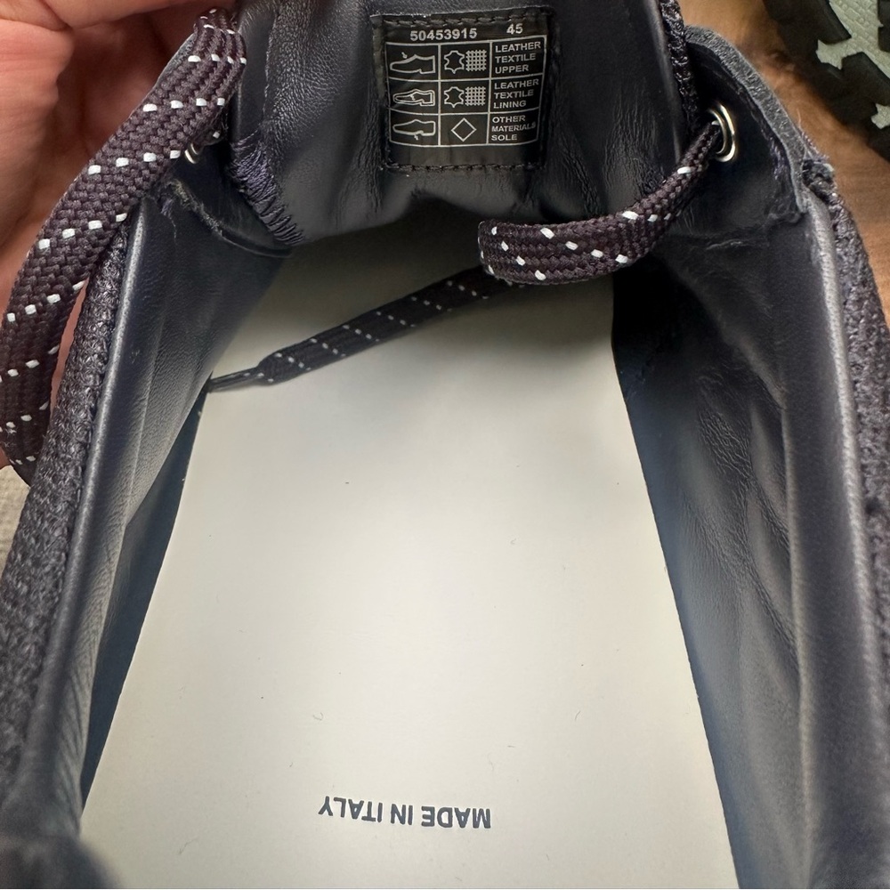 Hugo Boss Arigon Runn Navy/Blue Leather Sneakers Size 45 - Picture 3 of 6